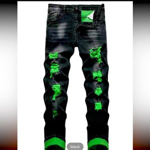 NWT!!! Mens stylish, ripped color block jeans; Sz 40W